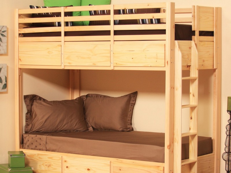 Wooden Bunk Bed With Drawers