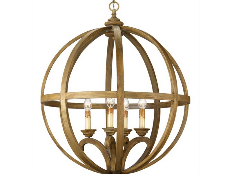 Wooden Orb Light Fixture