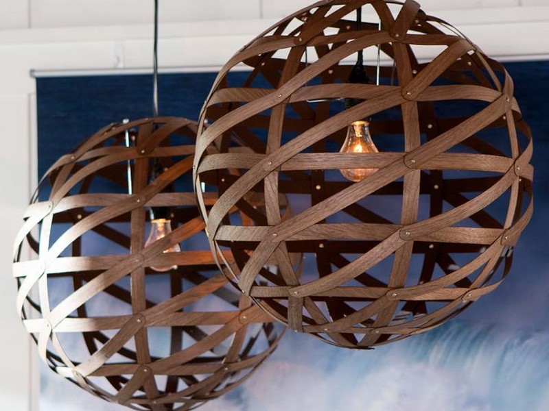 Wooden Sphere Light Fixture