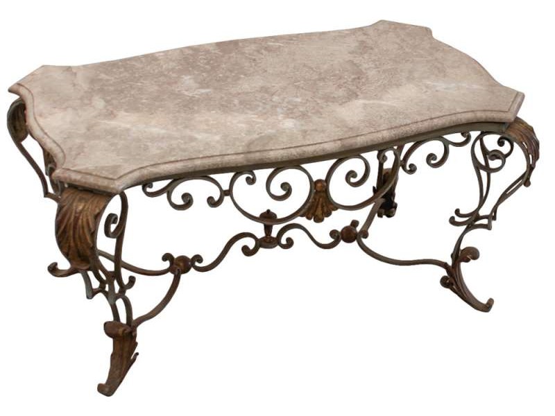 Wrought Iron Sofa Table With Marble Top