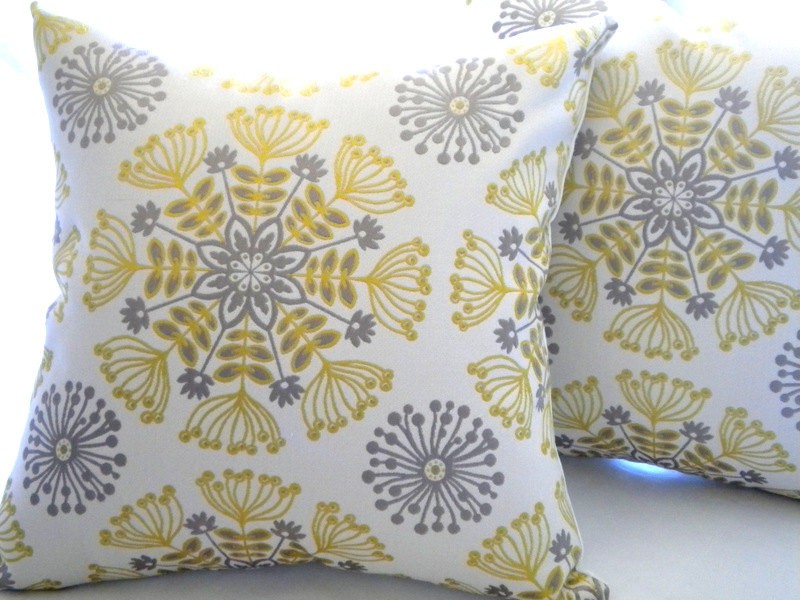 Yellow And Grey Accent Pillows