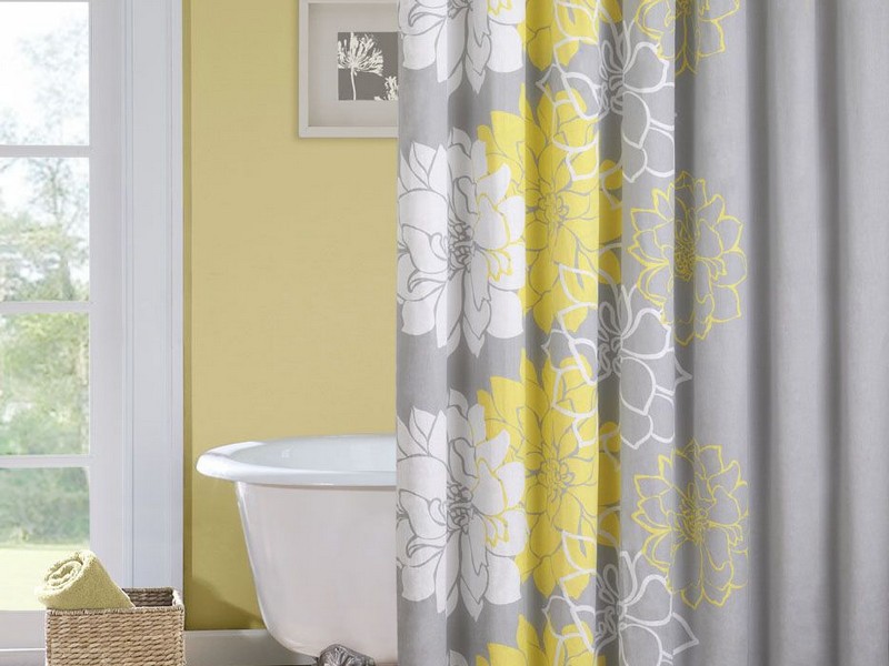 Yellow And White Shower Curtain
