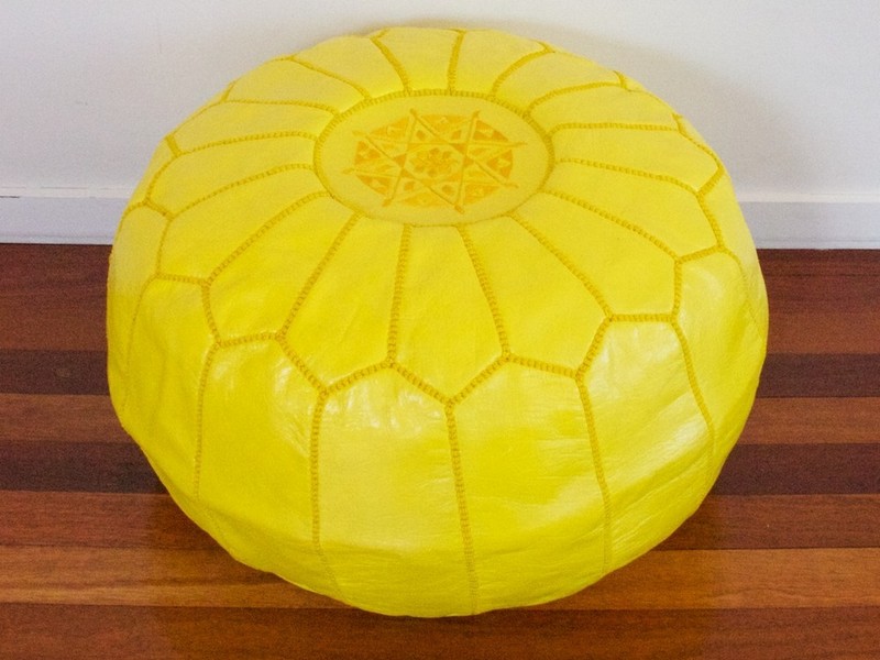 Yellow Leather Ottoman