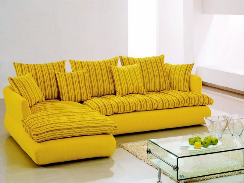 Yellow Leather Sectional Sofa