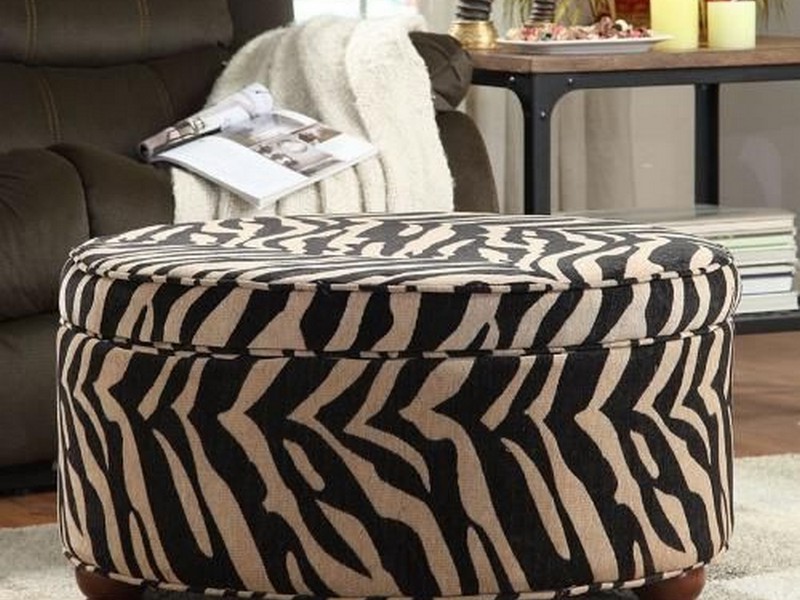 Zebra Print Storage Ottoman